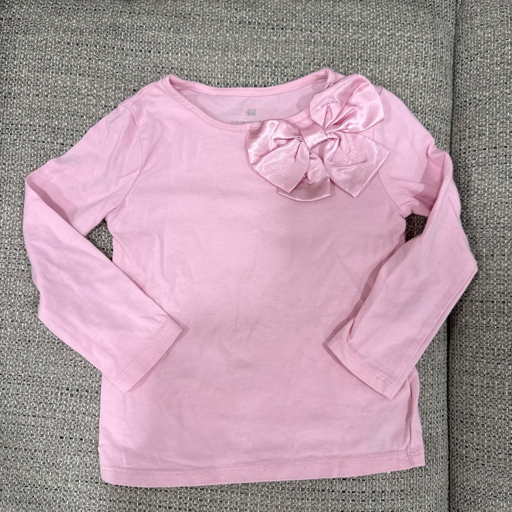 H&M Light Pink Long Sleeve Tee with Bow